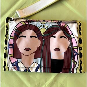 Wristlet double zipper bag